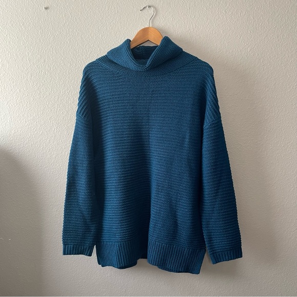 PrinStory Blue Chunky Turtle Neck Tunic Sweater - Picture 2 of 9